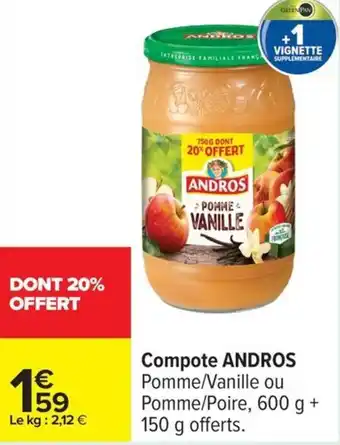 Carrefour Compote andros offre