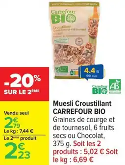 Carrefour Muesli croustillant carrefour bio offre