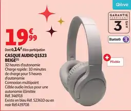 Auchan QILIVE Casque audio q1523 beige offre
