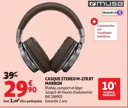 Auchan MUSE Casque stereo m-278 bt marron offre