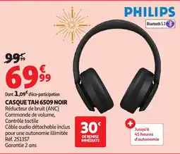 Auchan PHILIPS Casque tah 6509 noir offre