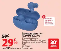 Auchan Écouteurs gumy tws haz77tae bleu jvc offre