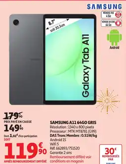 Auchan SAMSUNG A11 64go gris offre