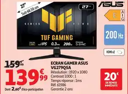 Auchan ASUS Ecran gamer vg279q5a offre