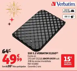 Auchan VERBATIM Ssd 3.2 verbatim 512go offre