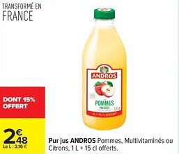 Carrefour Pur jus andros pommes offre