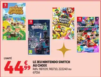 Auchan NINTENDO SWITCH Le jeu au choix offre