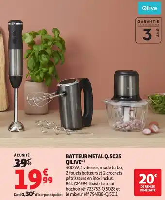 Auchan QILIVE Batteur metal q.5025 offre