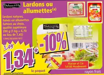 Norma Lardons ou allumettes offre
