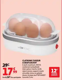 Auchan CLATRONIC Cuiseur a oeufs ek3497 offre