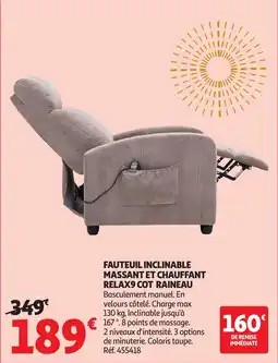 Auchan Fauteuil inclinable massant et chauffant relax9 cot raineau offre