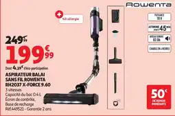 Auchan ROWENTA Aspirateur balai sans fil rh2037 x-force 9.60 offre