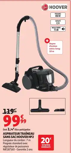 Auchan HOOVER Aspirateur traîneau sans sac hp2 offre