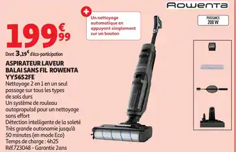 Auchan ROWENTA Aspirateur laveur balai sans fil yy5652fe offre