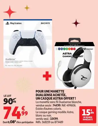 Auchan SONY Pour une manette dualsense achetée, un casque astra offert! offre