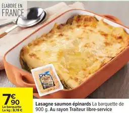Carrefour Lasagne saumon épinards la bar offre