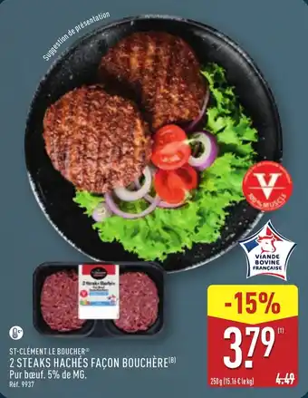 ALDI ST-CLÉMENT LE BOUCHER 2 steaks hachés façon bouchère offre