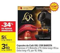 Carrefour Capsules de café xxl l'or barista offre