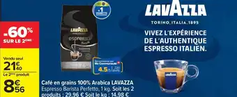 Carrefour Café en grains 100% arabica lavazza offre