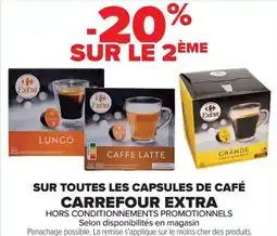 Carrefour SUR TOUTES LES CAPSULES DE CAFÉ CARREFOUR EXTRA offre