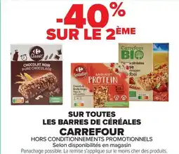 Carrefour SUR TOUTES LES BARRES DE CÉRÉALES CARREFOUR offre