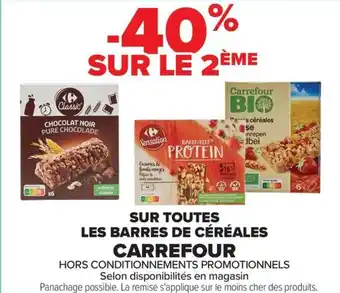 Carrefour SUR TOUTES LES BARRES DE CÉRÉALES CARREFOUR offre