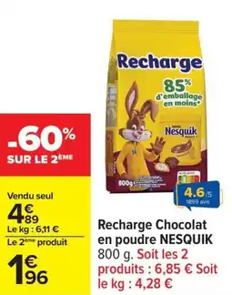 Carrefour Recharge chocolat en poudre nesquik offre