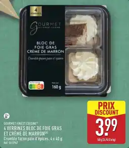 ALDI GOURMET FINEST CUISINE 4 verrines bloc de foie gras et crème de marron offre