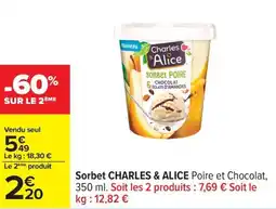 Carrefour Sorbet charles & alice offre