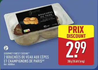 ALDI GOURMET FINEST CUISINE 2 bouchées de veau aux cèpes et champignons de paris offre