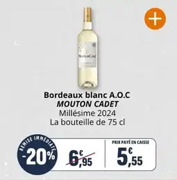 Coccinelle Supermarché Bordeaux blanc a.o.c mouton cadet offre