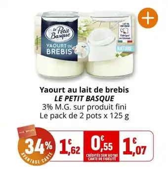 Coccinelle Supermarché Yaourt au lait de brebis le petit basque offre