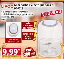Norma Livoo mini hachoir électrique sans fil offre