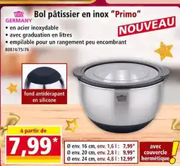 Norma Gsw bol pâtissier en inox primo offre