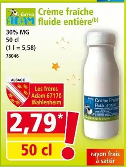 Norma Ferme adam crème fraîche fluide entière offre