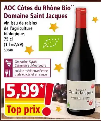 Norma Domaine saint jacques aoc côtes du rhône bio offre