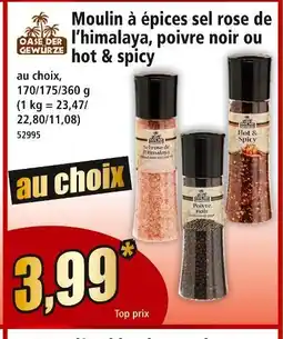 Norma Moulin à épices sel rose de l’himalaya l’himalaya, poivre noir ou hot & spicy offre