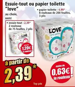 Norma Essuie-tout ou papier toilette ”love” offre