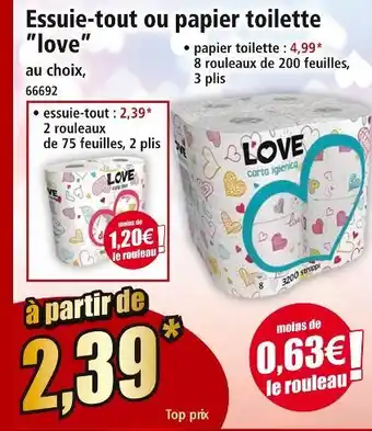 Norma Essuie-tout ou papier toilette ”love” offre