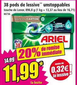 Norma Ariel 38 pods de lessive unstoppables offre