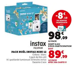 Hyper U Fujifilm pack noël instax mini 12 offre
