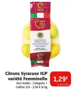 Colruyt Citron syracuse igp variété femminello offre