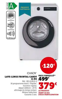 Hyper U Candy lave-linge frontal 11 kg offre