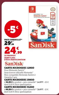 Hyper U Sandisk carte microsdxc 128go offre