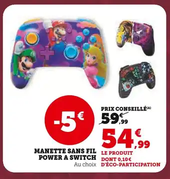 Hyper U Nintendo manette sans fil power a switch offre