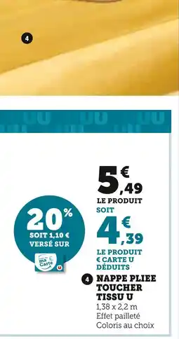 Super U U nappe pliée toucher tissu offre