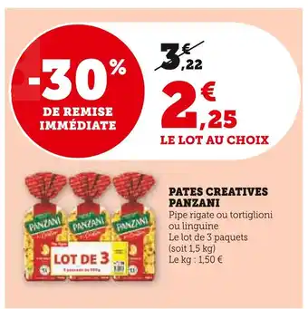 Super U Panzani pâtes créatives pipe rigate offre