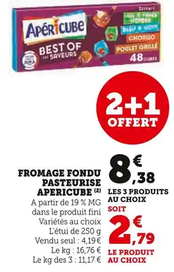 Super U Apericube fromage fondu pasteurisé offre