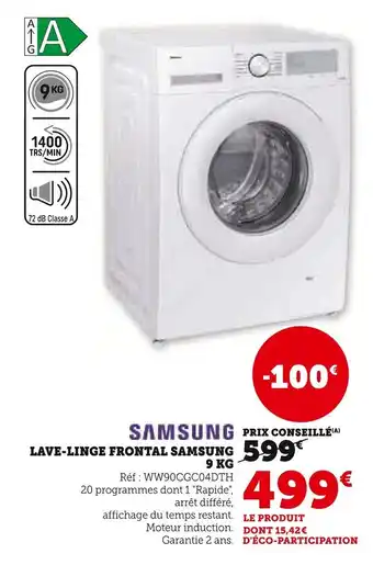 Hyper U Samsung lave-linge frontal 9kg offre