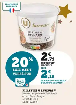 Super U U saveurs rillettes au homard au poivre de tellicherry offre